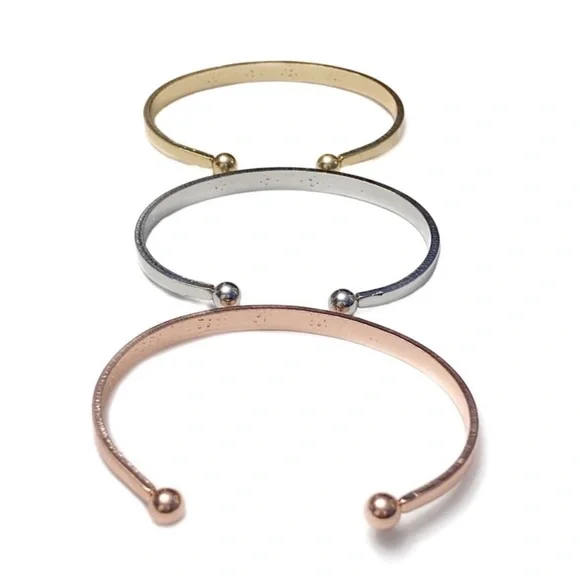 $3/20 Love Bracelets Triple Stacking Stamped Word Metal Cuffs Tri Color - Picture 5 of 7